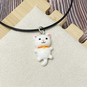 Kitty Cat Kawaii Cord Necklace - Gift Ideas - Cat Lover Gift - Charm Nec…